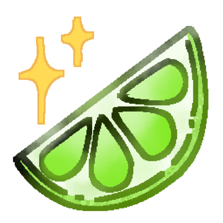 A lime wedge with a 'sparkle' symbol next to it